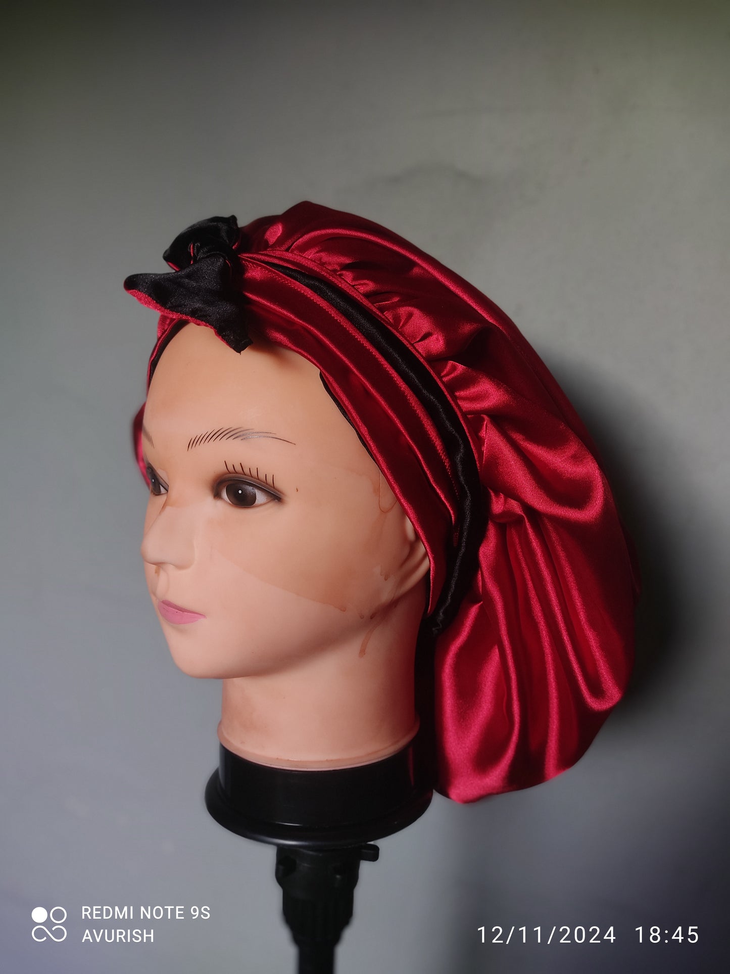 Red and Black Reversible Bonnet