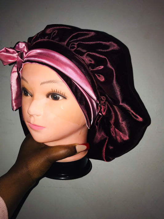 Maroon and Pink Reversible Bonnet