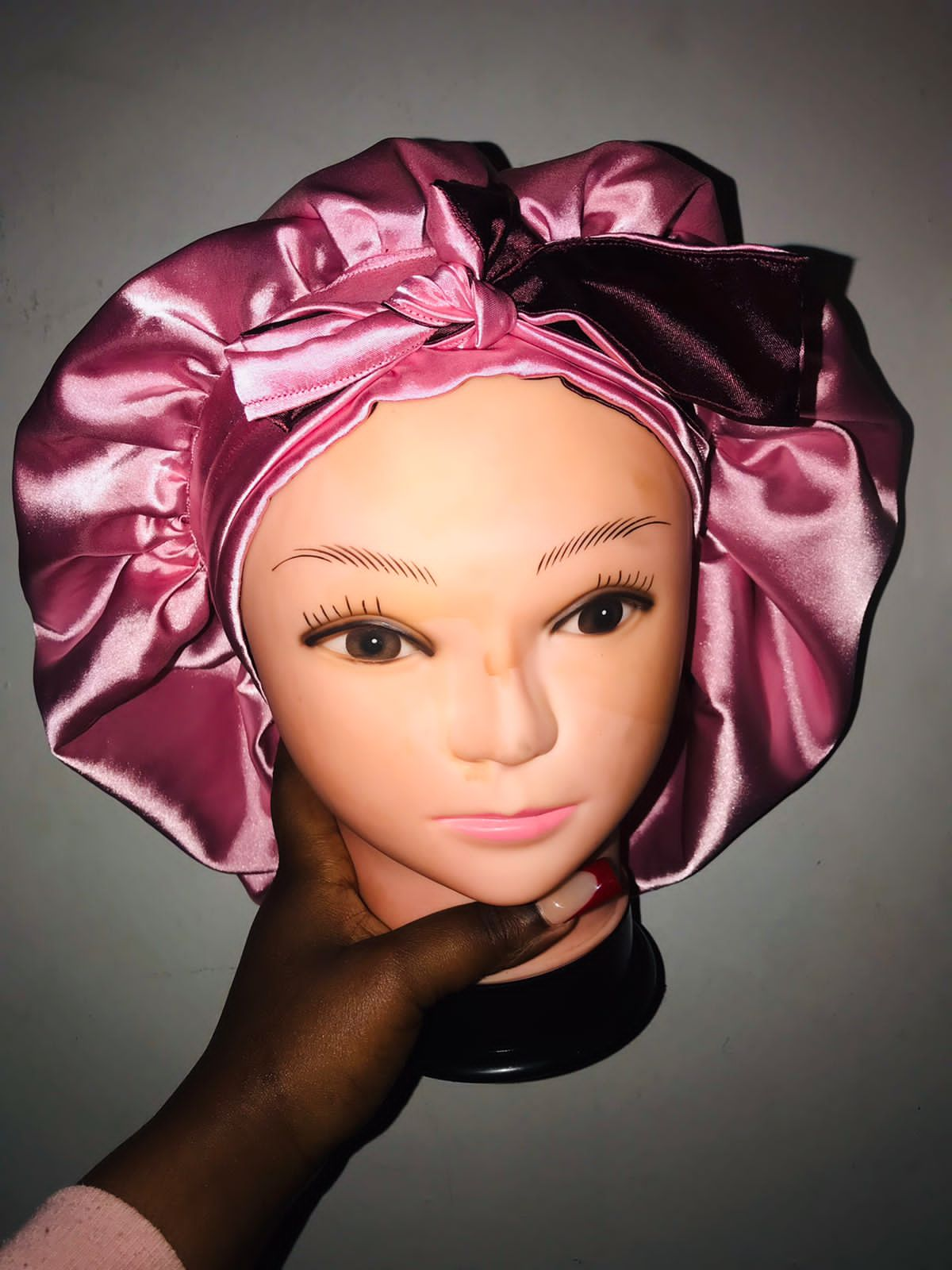 Maroon and Pink Reversible Bonnet