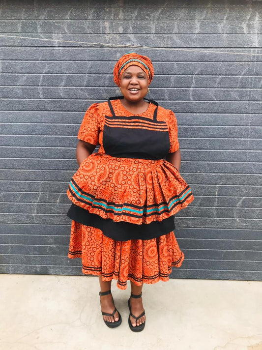 Orange seShweshwe Dress