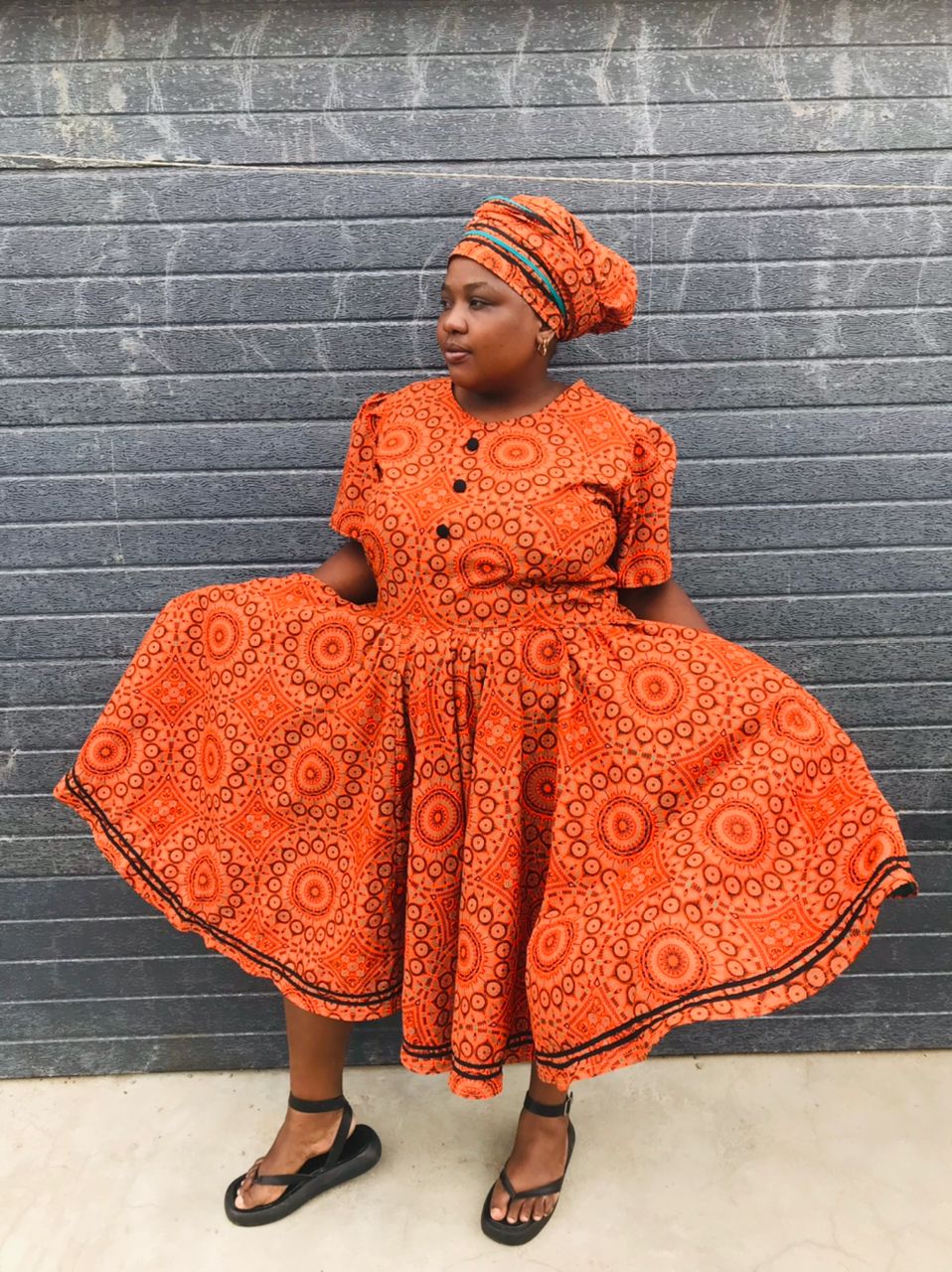 Orange seShweshwe Dress