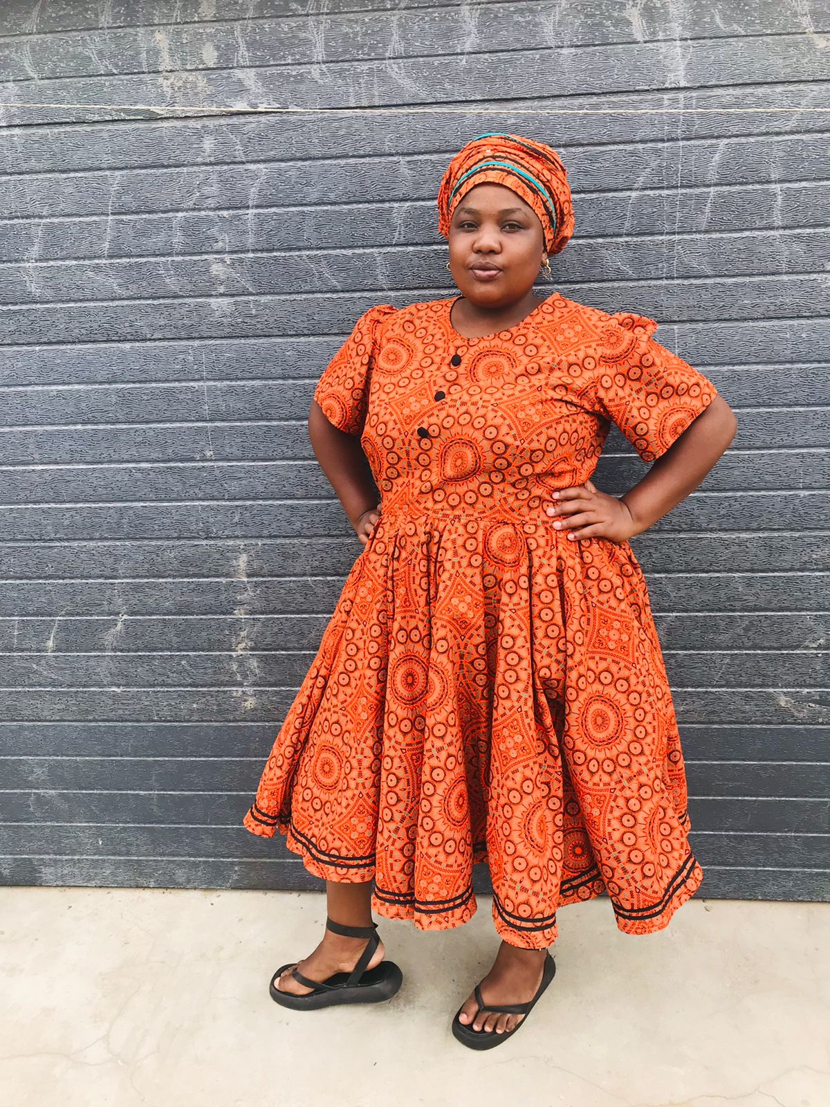 Orange seShweshwe Dress