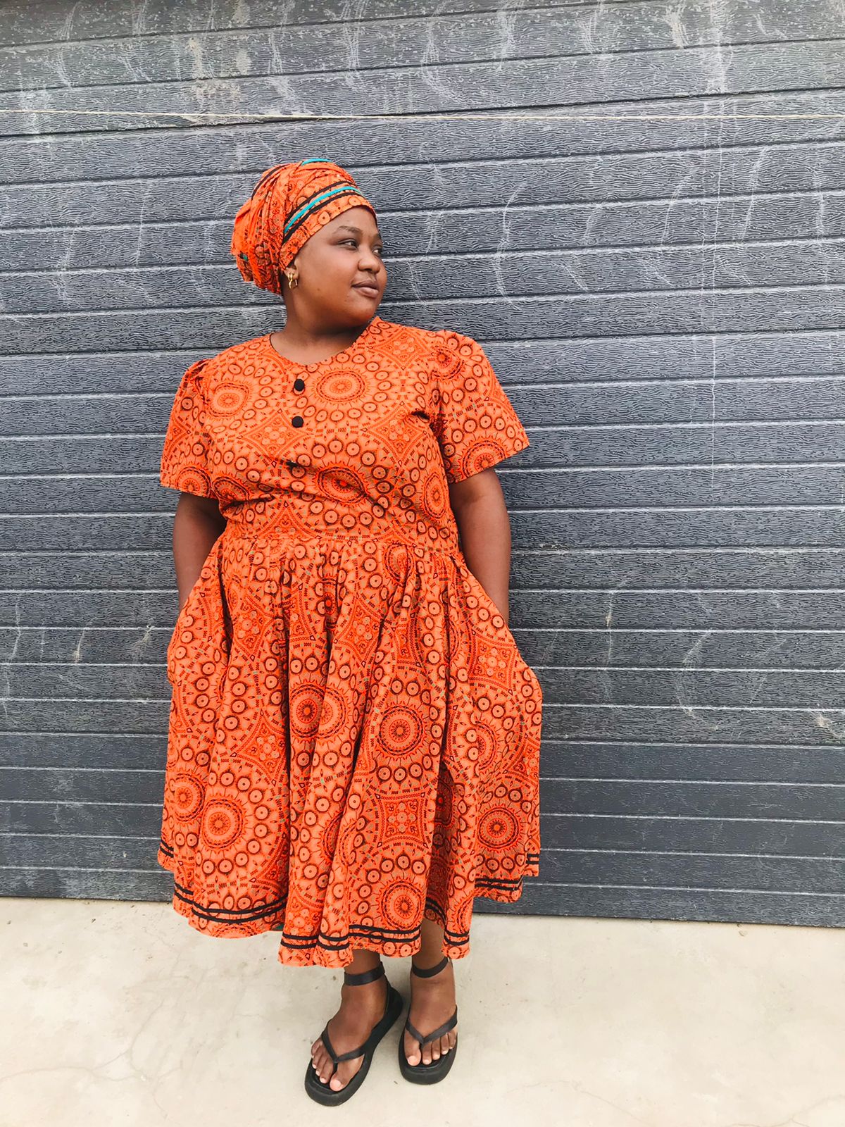 Orange seShweshwe Dress