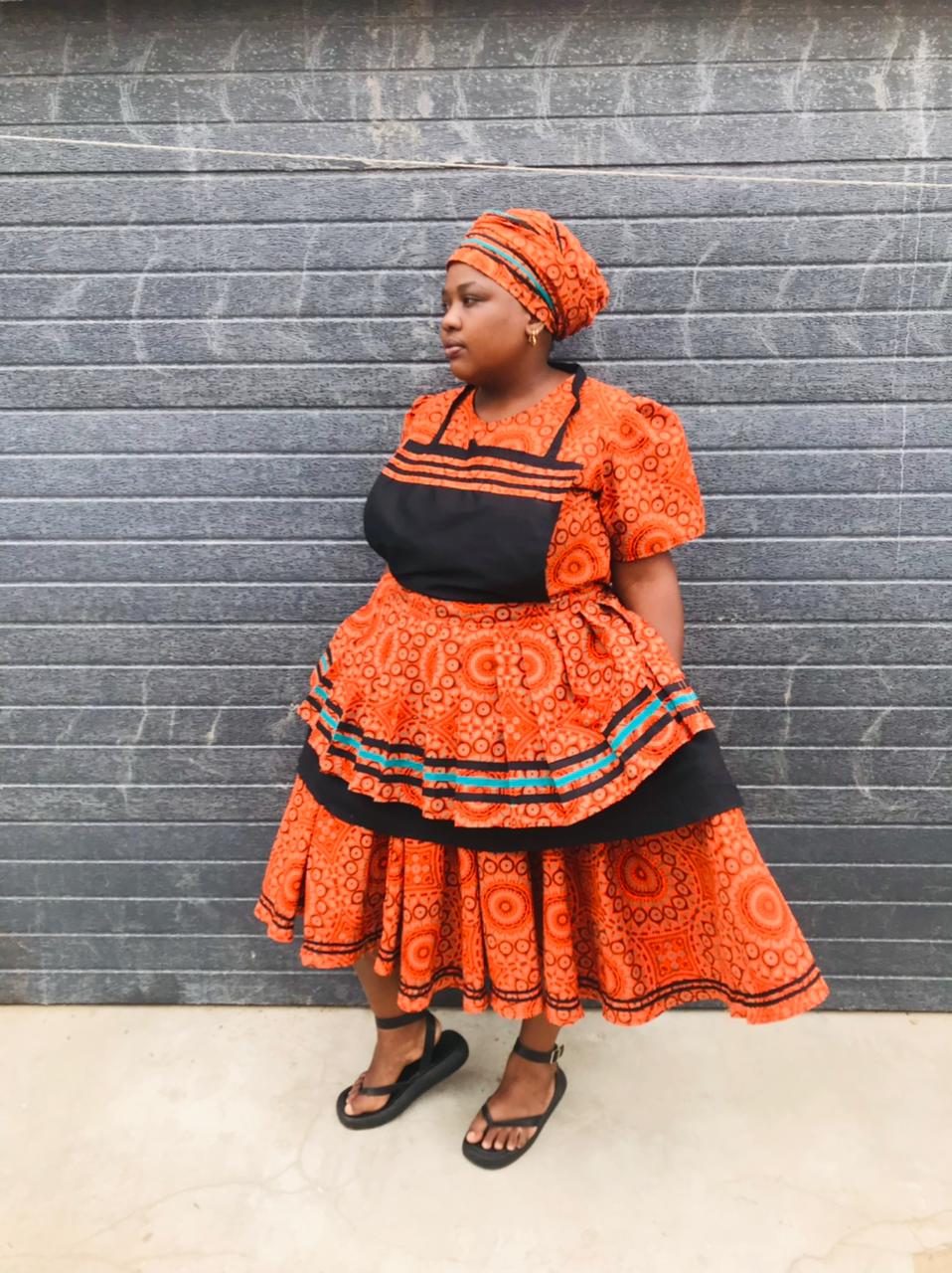 Orange seShweshwe Dress