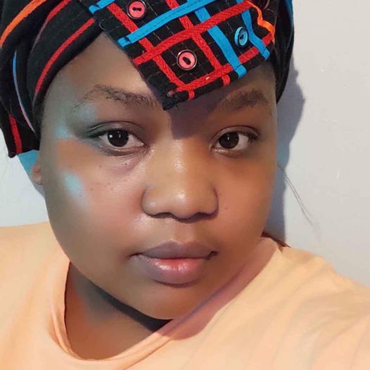 Black Xhosa Headwrap - red, orange and blue lines