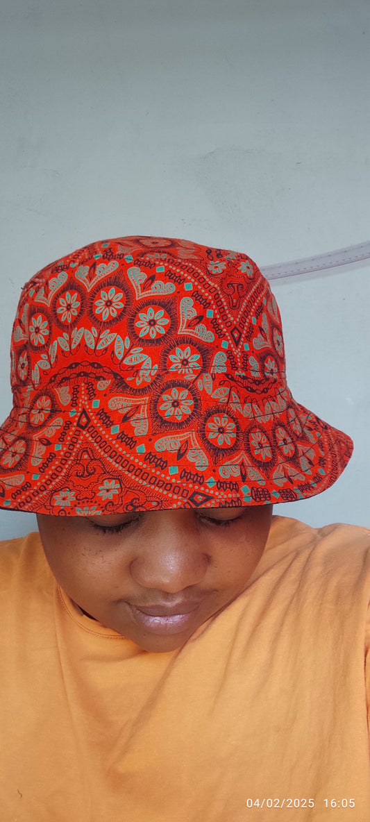 Orange seShweshwe Bucket Hat