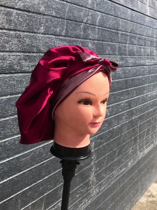 Reversible bonnet Cherry Red and Rose Gold